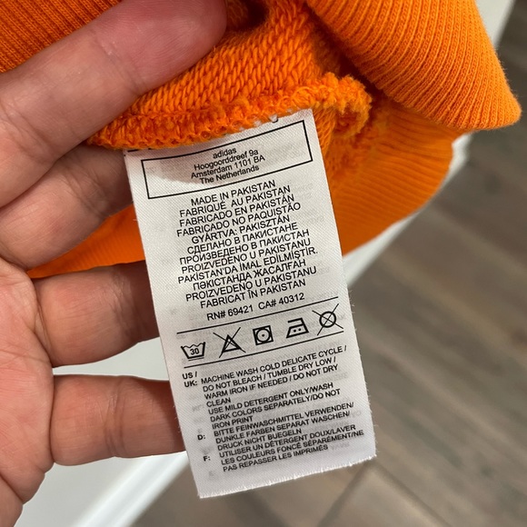 REEBOK Over the Head Hoodie with Large Logo Orange - Picture 5 of 10